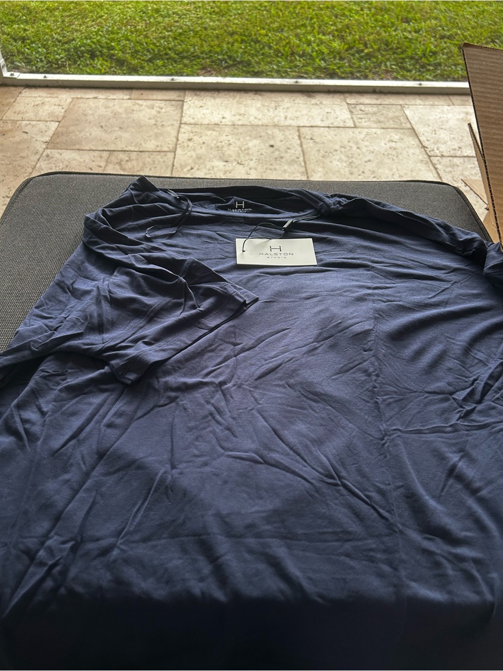 Halston Heritage Navy Short-Sleeve Crewneck Tee